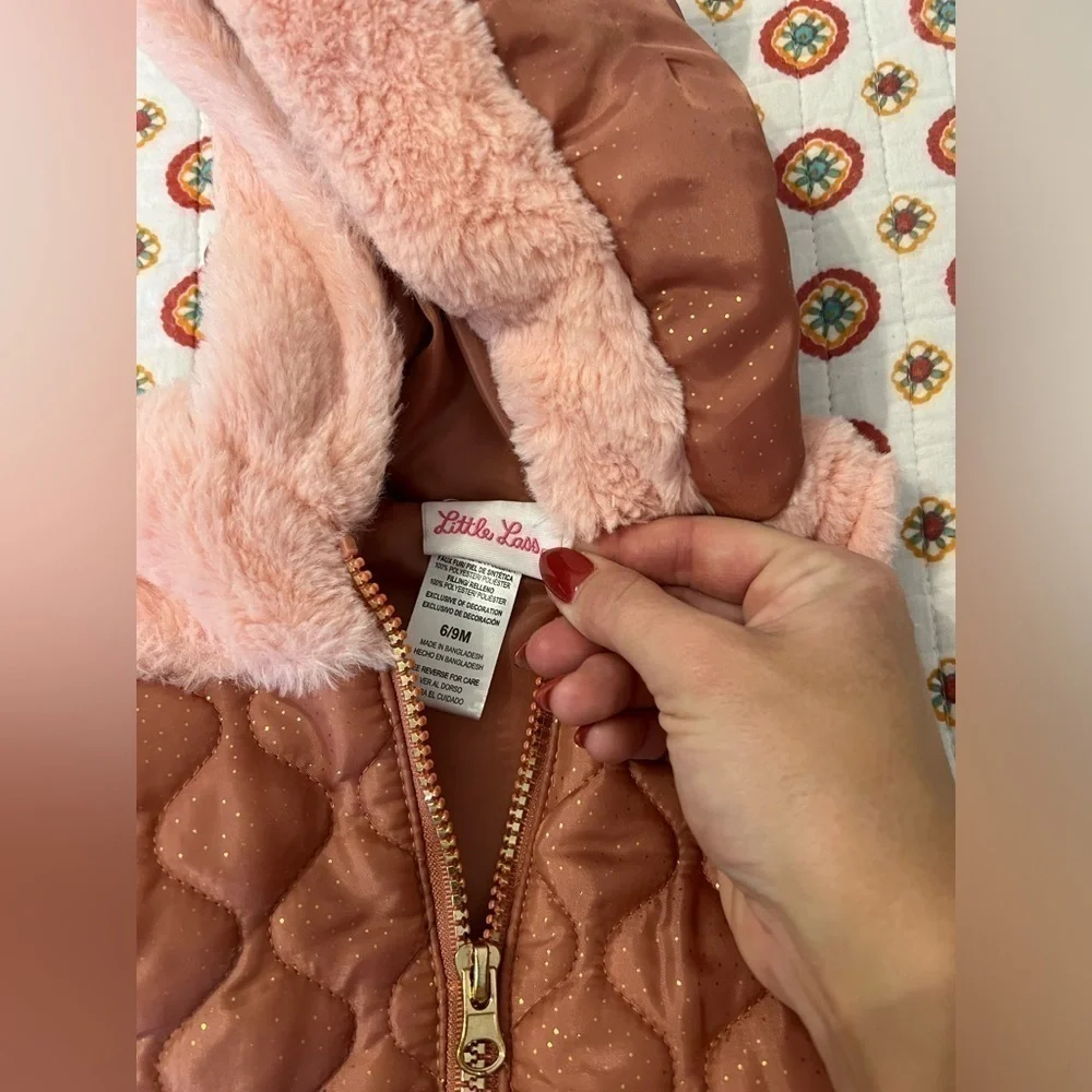 EUC Little Lass Kitty Cat Glitter Pink Vest Size 6/9 Months